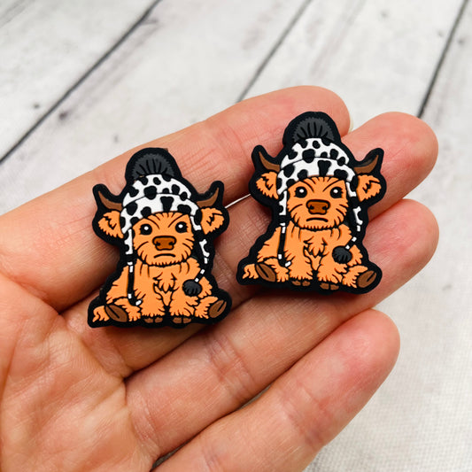 1 Highland Cow w/Hat Focal Bead
