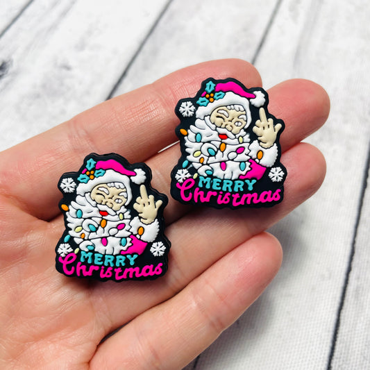 F Merry Christmas Silicone Focal Bead
