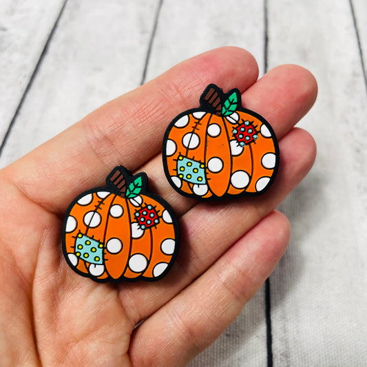 Patchwork Pumpkin Silicone Focal Bead