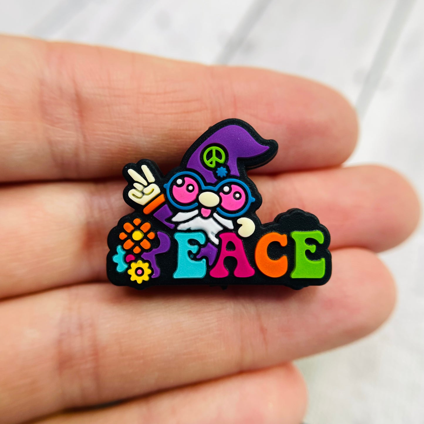 Peace Gnome Silicone Focal Bead