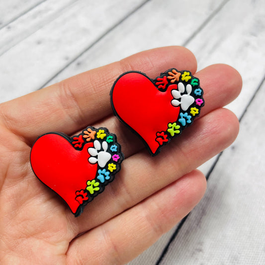 Paw Heart Silicone Focal Bead