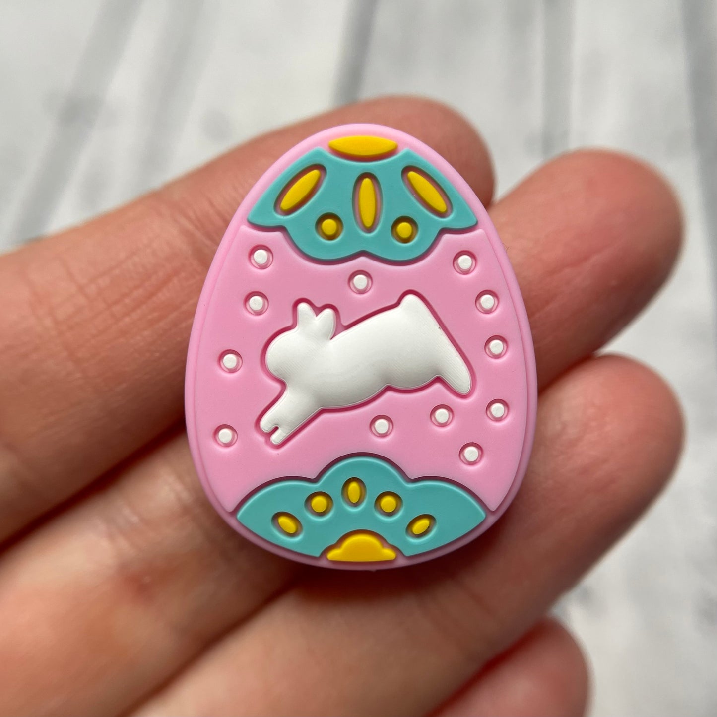 Pink Easter Egg Silicone Focal Bead