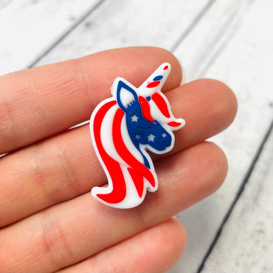 USA Unicorn Silicone Focal Bead