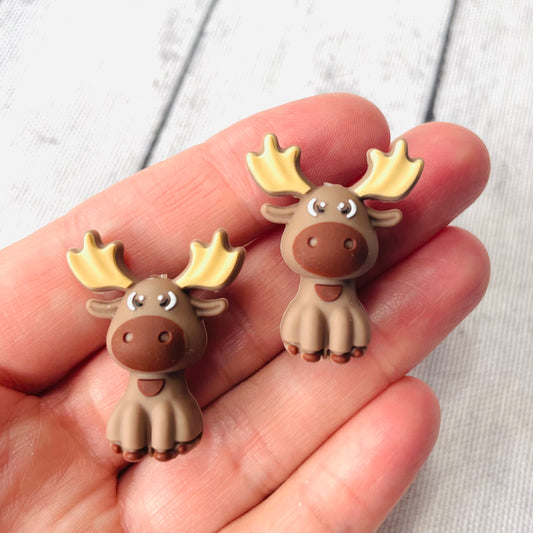3D Brown Moose Silicone Focal Bead