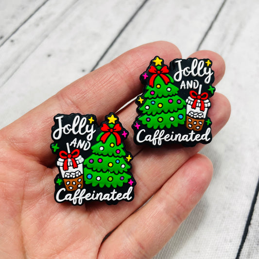 Jolly and Caffeinated Christmas Silicone Focal Bead