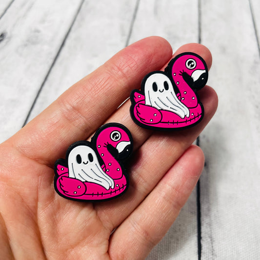 Ghost in Flamingo Floatie Silicone Focal Bead