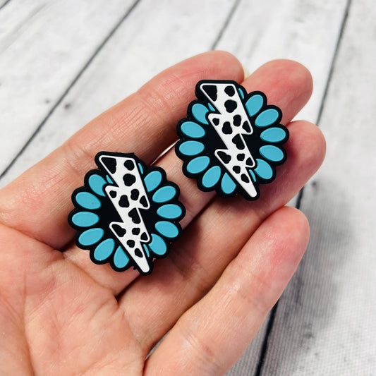 1 Lightening Bolt Focal Bead - Teal