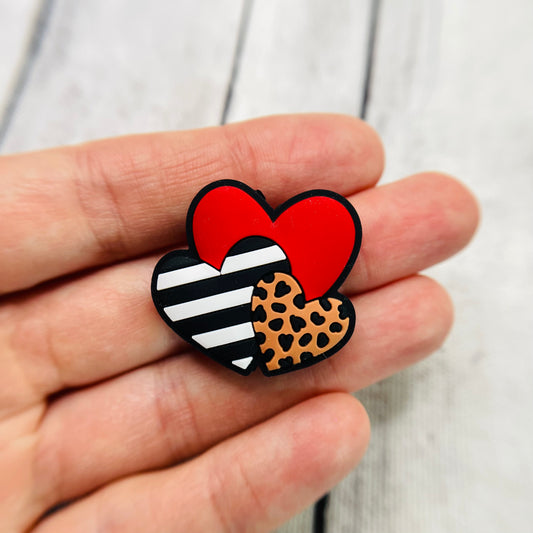 3 Hearts Silicone Focal Bead