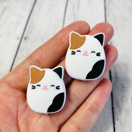 Cute Calico Cat Silicone Focal Bead