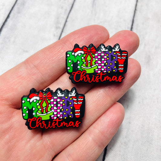 Merry Christmas Digi Silicone Focal Bead
