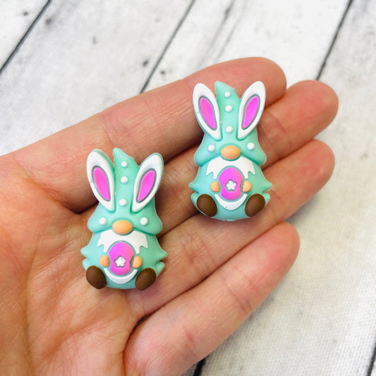 3D Aqua Bunny Gnome Silicone Focal Bead