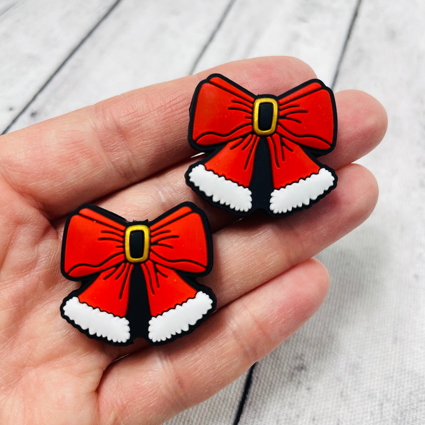 Santa Bow Silicone Focal Bead