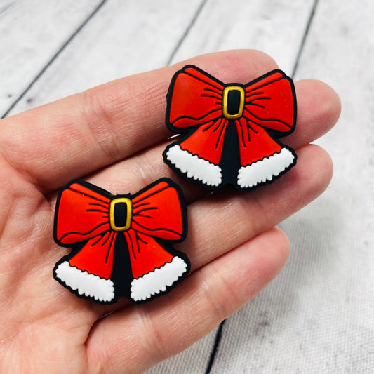 Santa Bow Silicone Focal Bead