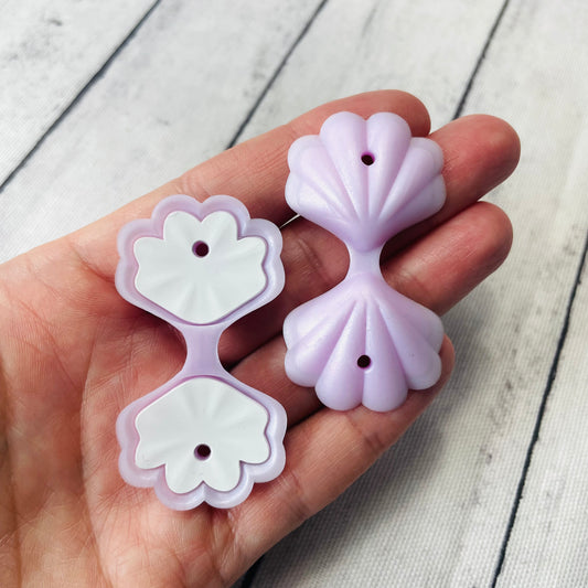 3D Purple Folding Shell Silicone Focal Bead