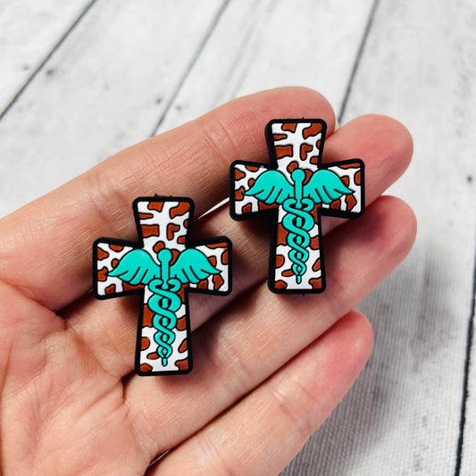 1 Medical Cross Focal Bead - Teal