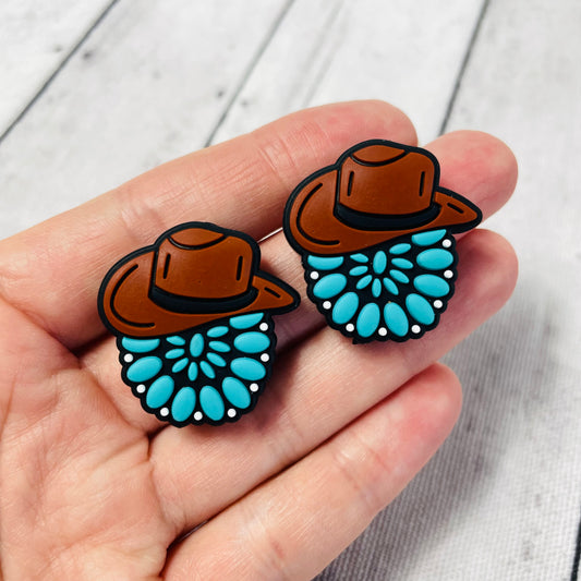 Turquoise Gem Cowboy Hat Country Focal Bead