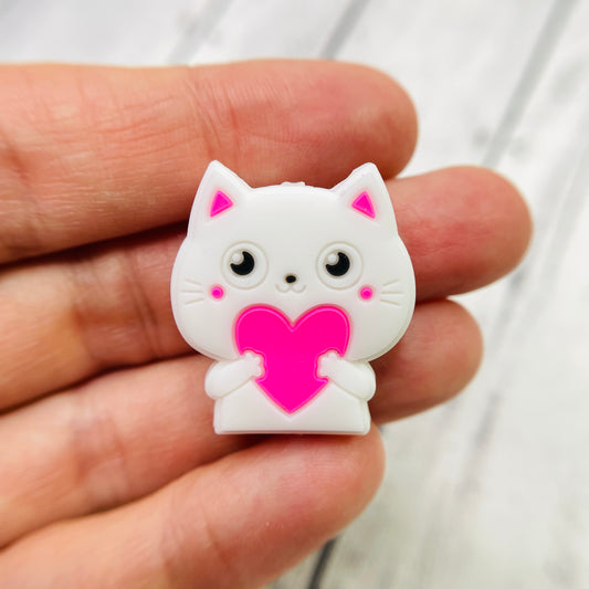 Cat Heart Silicone Focal Bead