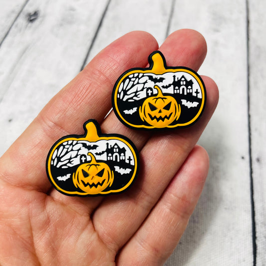 Haunted Pumpkin Silicone Focal Bead