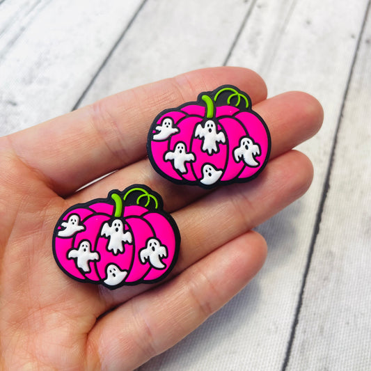 Pink Ghost Pumpkin Silicone Focal Bead