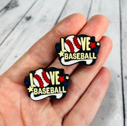 Love Baseball Sports Silicone Focal Bead