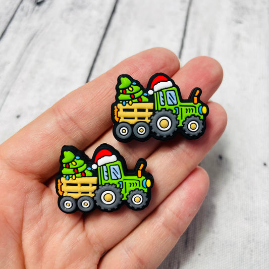 Christmas Tree Tractor Ride Silicone Focal Bead