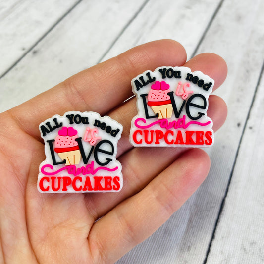 All you need is Love and Cupcakes Silicone Focal Bead (design 2)