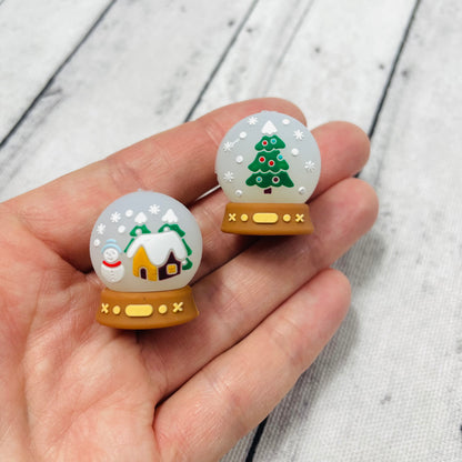 3D Snow Globe Christmas Silicone Focal Bead (Double Sided)