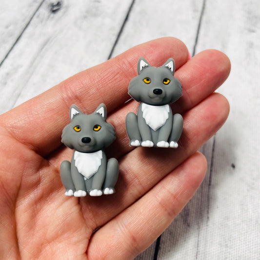 3D Wolf Silicone Focal Bead