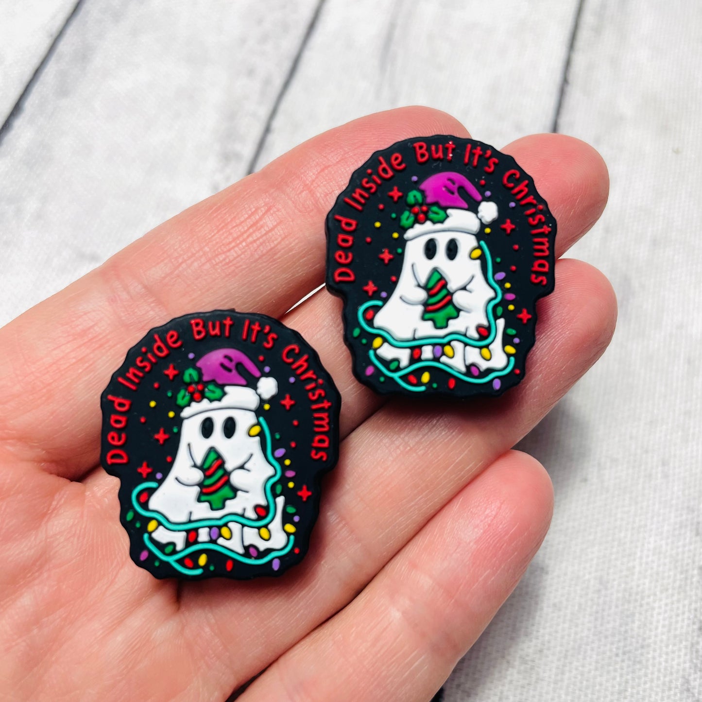 Dead Inside but it’s Christmas Ghost Silicone Focal Bead