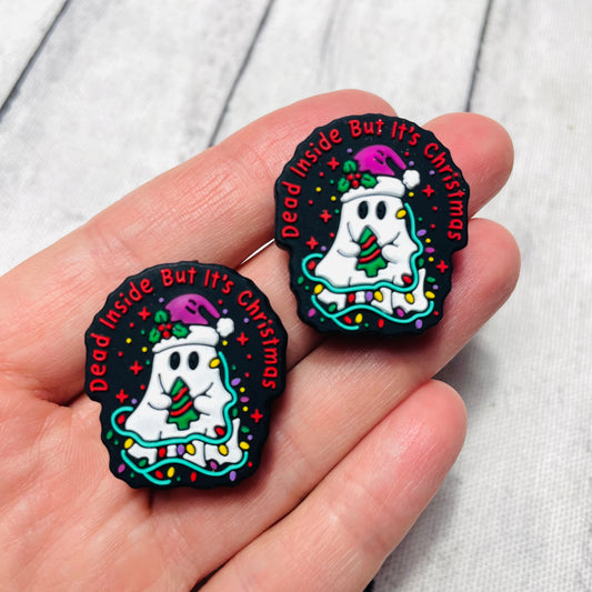 Dead Inside but it’s Christmas Ghost Silicone Focal Bead