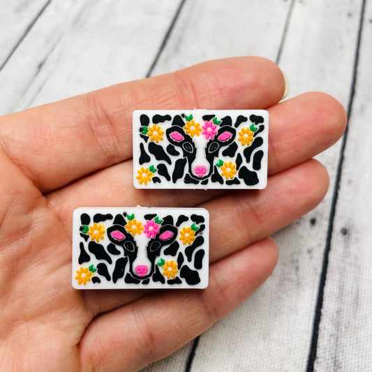 1 Baby Cow Floral Focal Bead