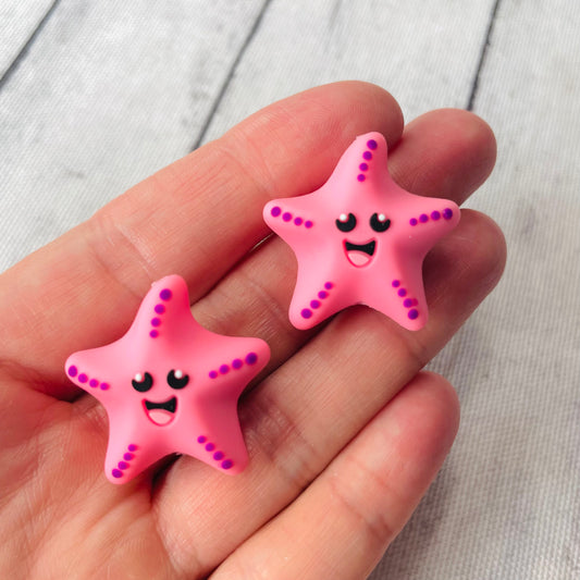 3D Pink Starfish Silicone Focal Bead