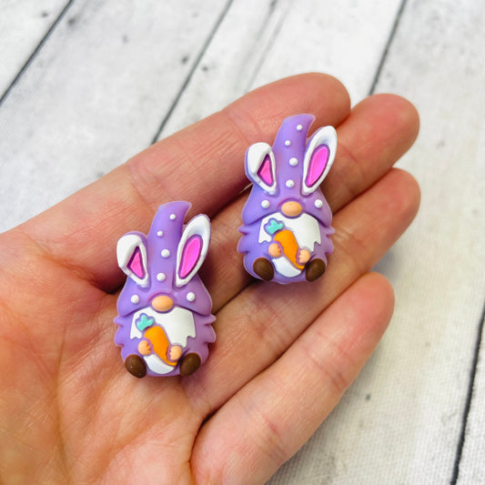 3D Purple Bunny Gnome Silicone Focal Bead