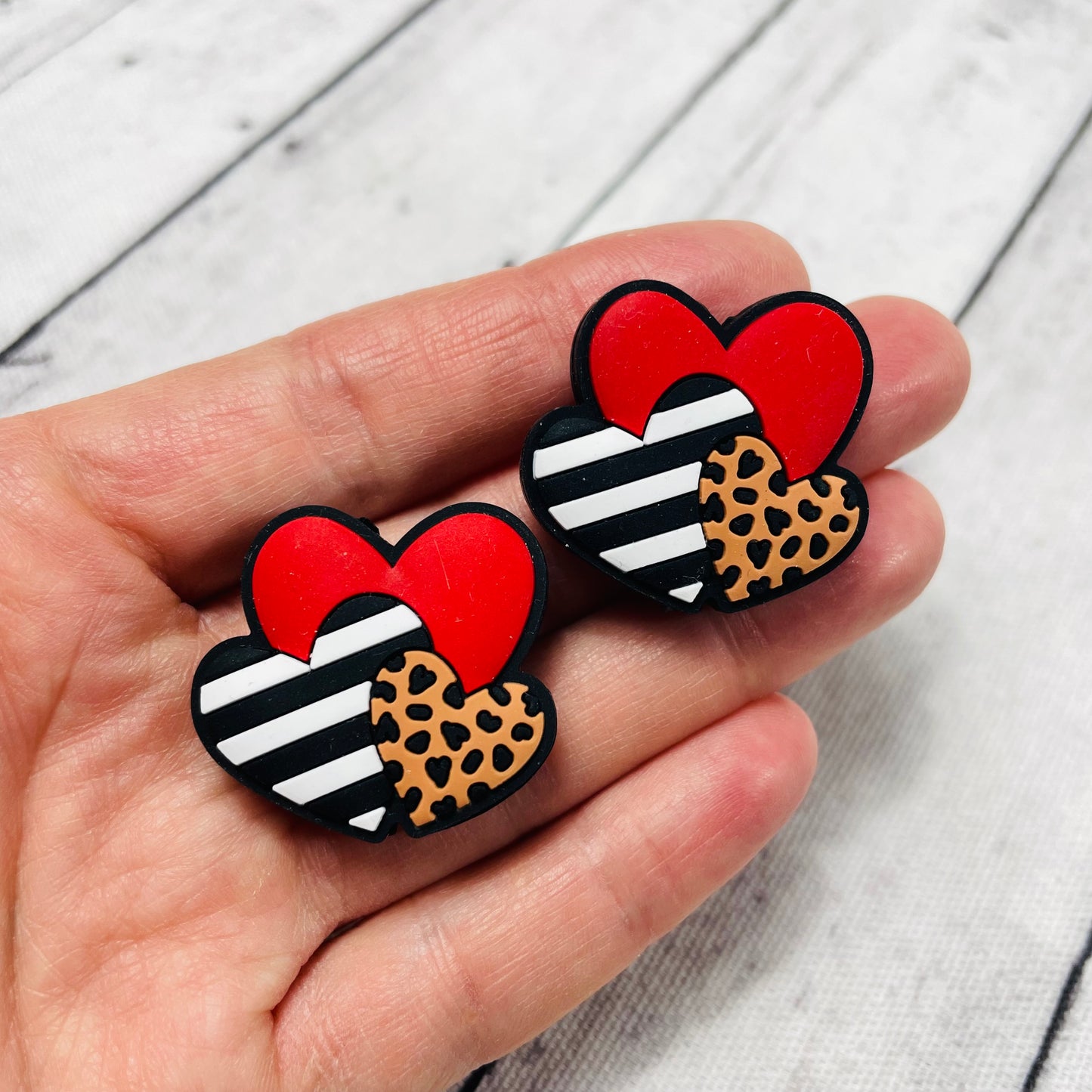 Hearts Trio Silicone Focal Bead