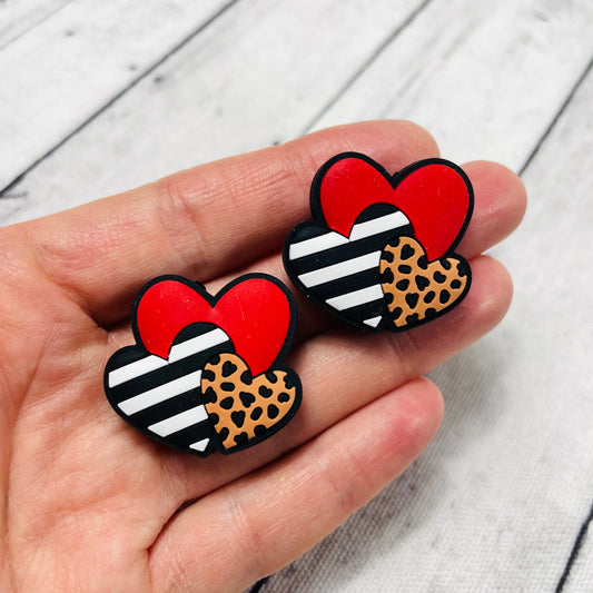 Hearts Trio Silicone Focal Bead