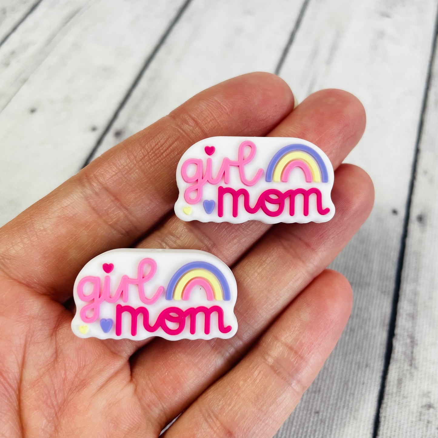 Girl Mom Focal Bead - White