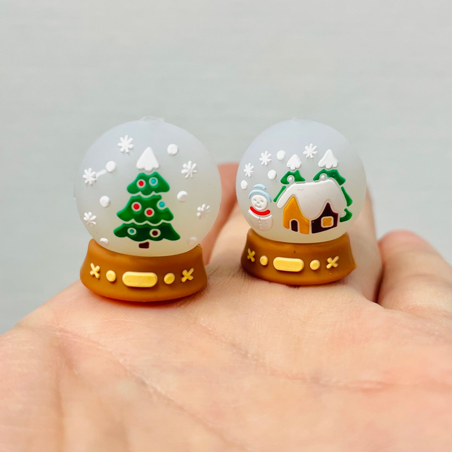 3D Snow Globe Christmas Silicone Focal Bead (Double Sided)