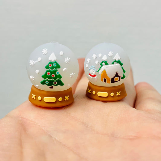 3D Snow Globe Christmas Silicone Focal Bead (Double Sided)