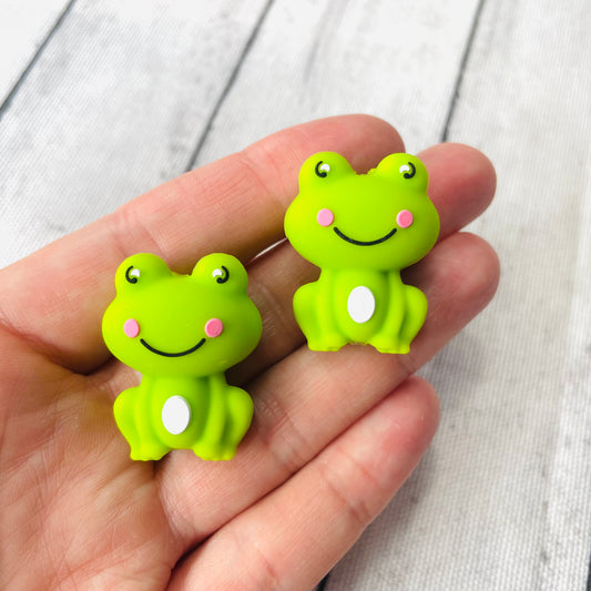3D Green Frog Silicone Focal Bead
