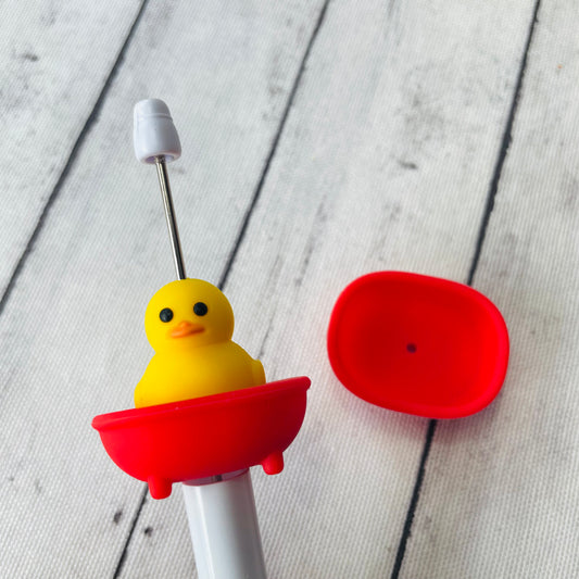 Red Bathtub Silicone Focal Bead