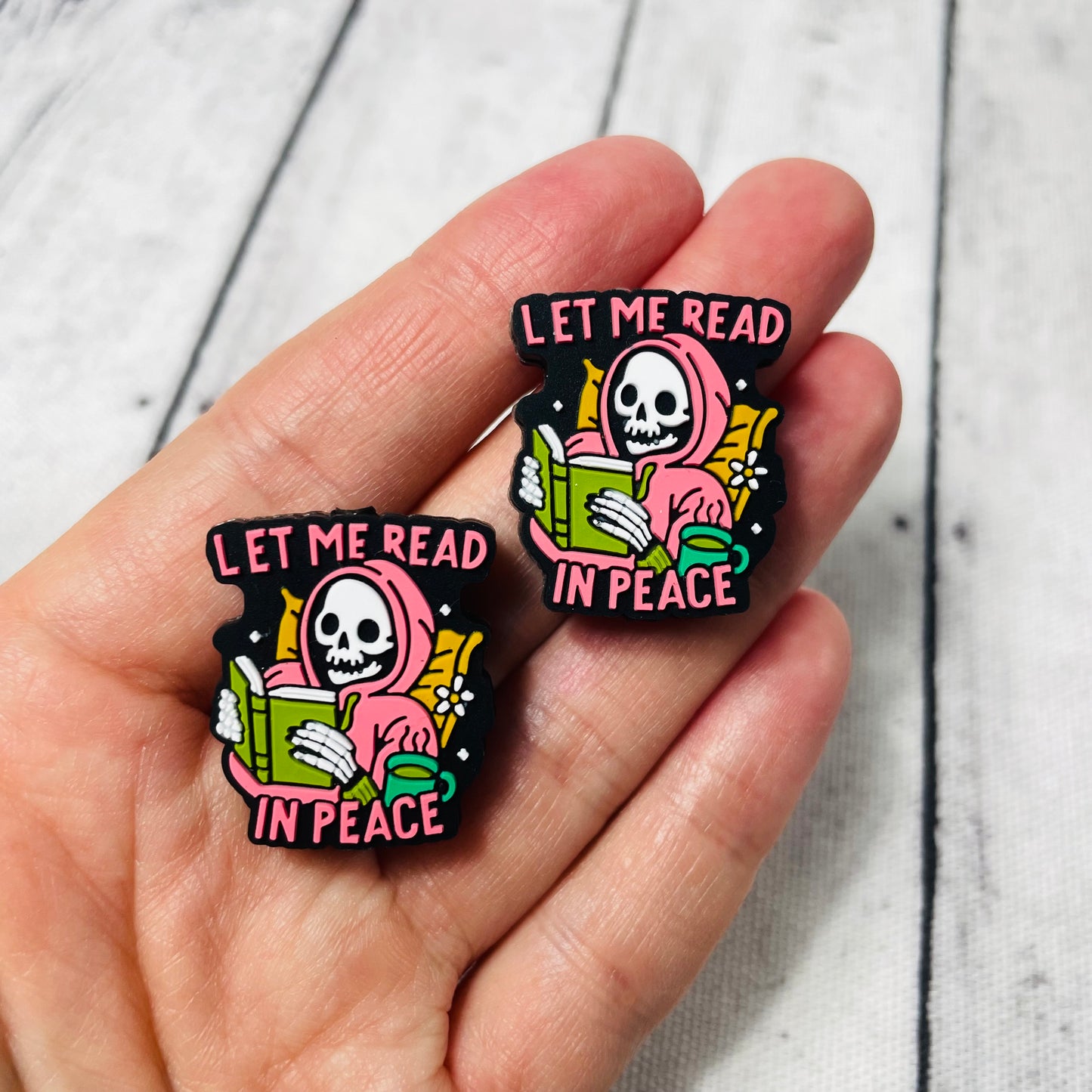 Let Me Read in Peace Skeleton Silicone Focal Bead