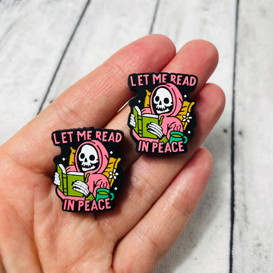 Let Me Read in Peace Skeleton Silicone Focal Bead