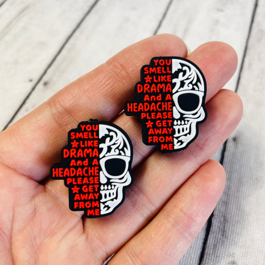 1 Drama Skull Focal Bead