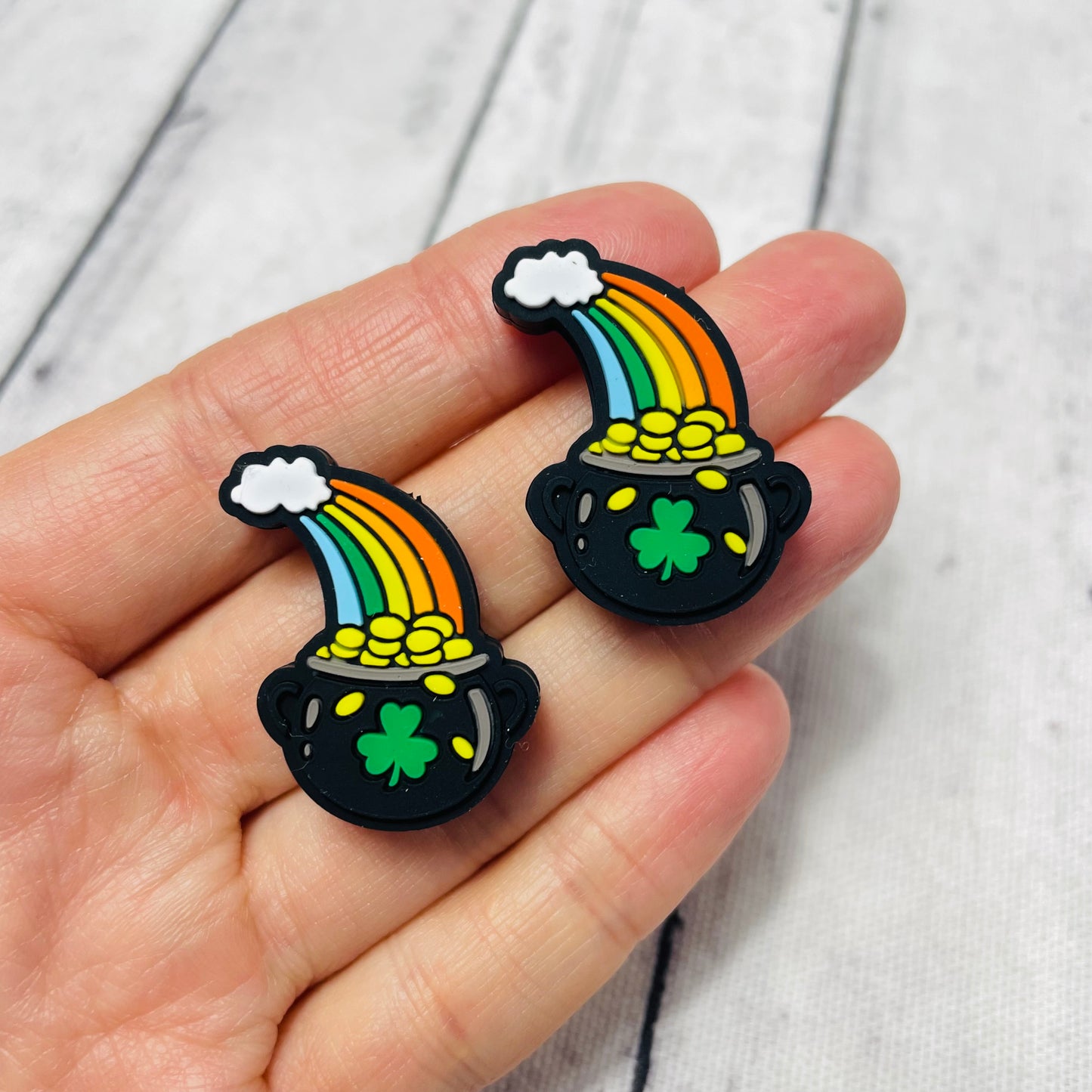 Pot of Gold Rainbow Silicone Focal Bead