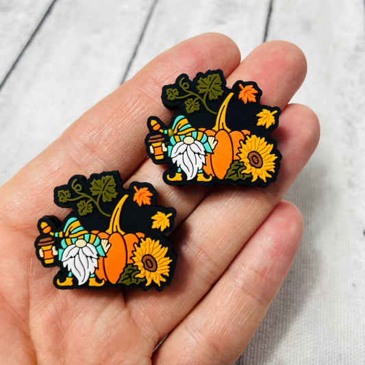 Festive Fall Pumpkin Latte Gnome Silicone Focal Bead