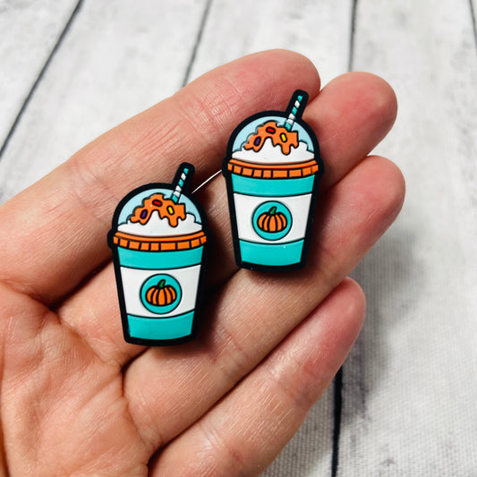 Fall Iced Pumpkin Latte Silicone Focal Bead - Teal