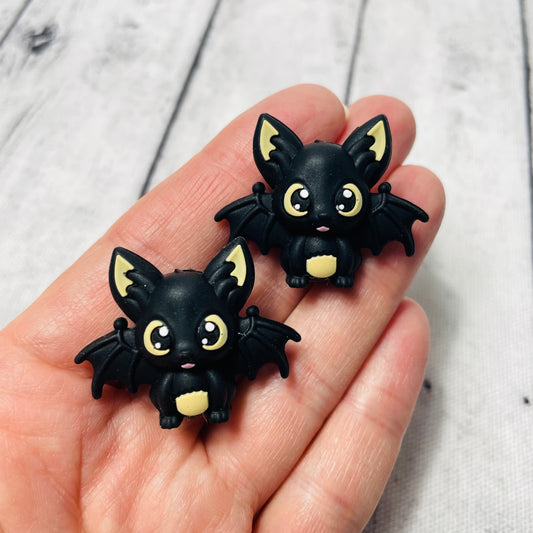 3D Black Bat Silicone Focal Bead