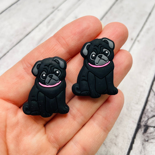 Black Pug Dog Focal Bead