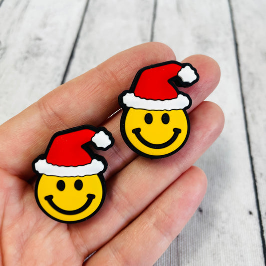 Santa Hat Smiley Face Silicone Focal Bead