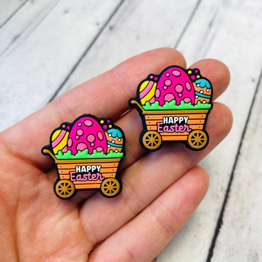 Happy Easter Egg Wagon Silicone Focal Bead